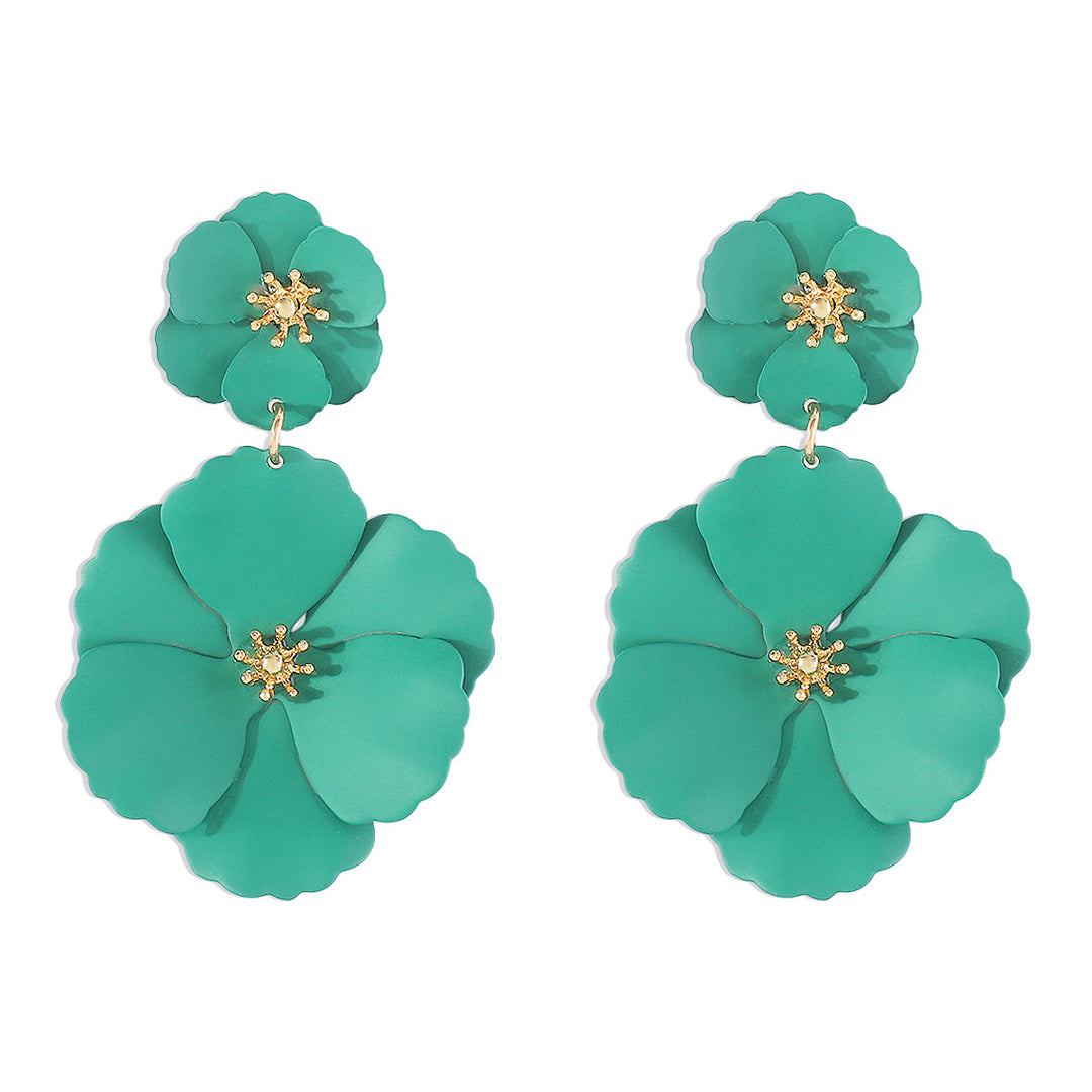 Creative Fashionable Alloy Spray Paint Multicolor Flower Stud Earrings for Women