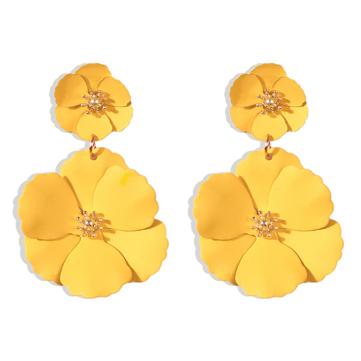 Creative Fashionable Alloy Spray Paint Multicolor Flower Stud Earrings for Women