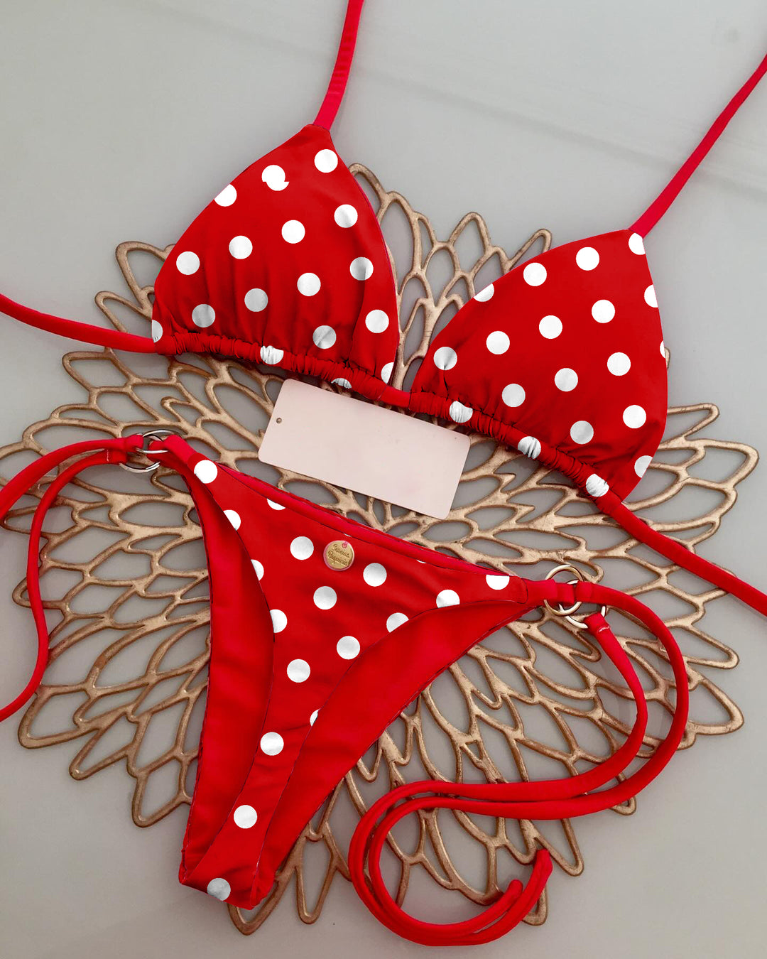 Fashion solid color polka dot two-piece bikini