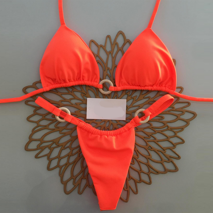 Solid color holiday style two-piece bikini