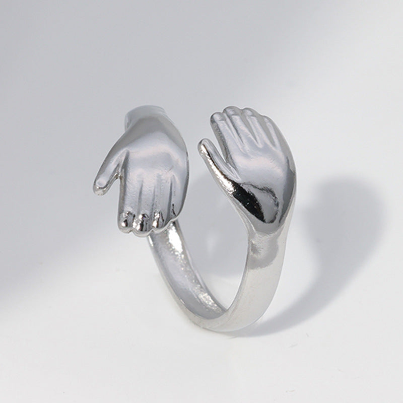 Hugging palm exaggerated personality hip-hop ring