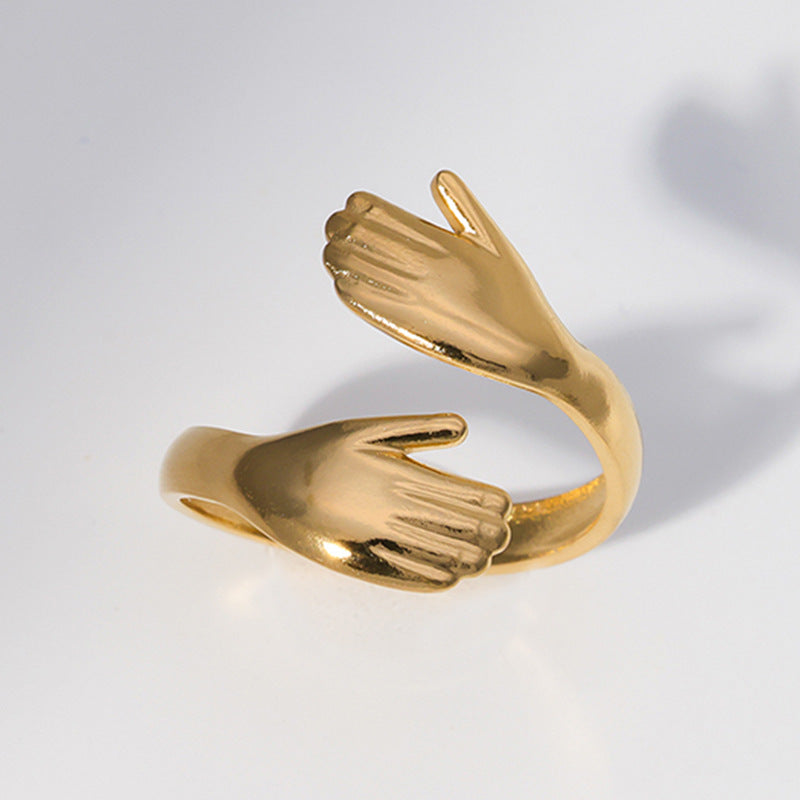 Hugging palm exaggerated personality hip-hop ring