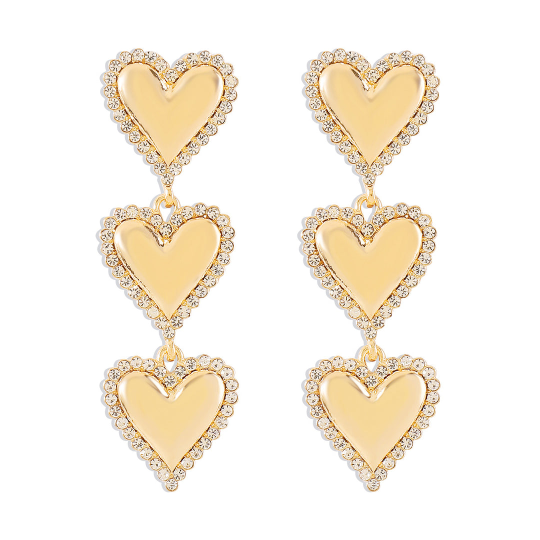 French metallic cold style multi-layered love earrings