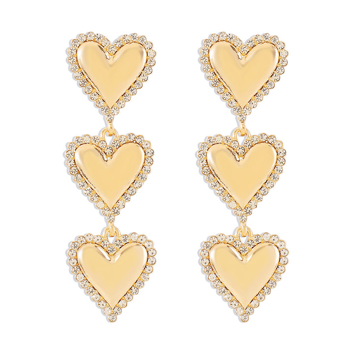 French metallic cold style multi-layered love earrings