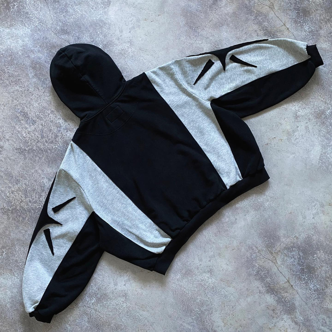 Casual street patchwork zipper sport cotton hoodie