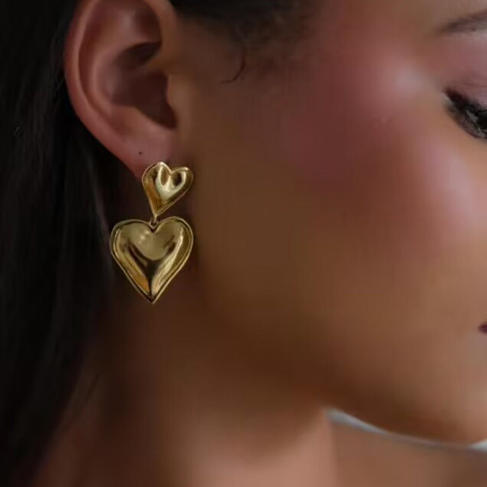 Niche Double Heart Valentine's Day Earrings