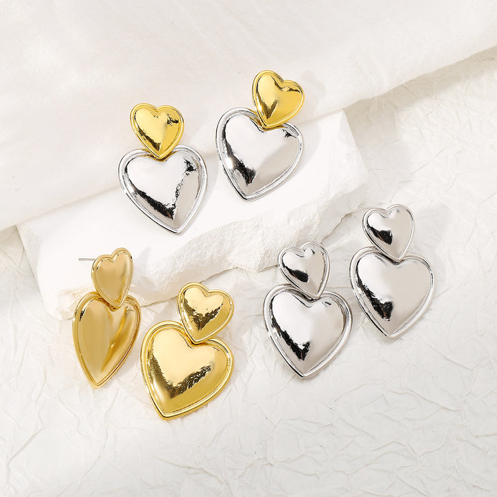 Niche Double Heart Valentine's Day Earrings