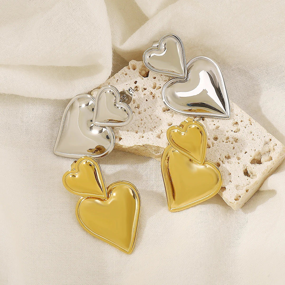 Niche Double Heart Valentine's Day Earrings