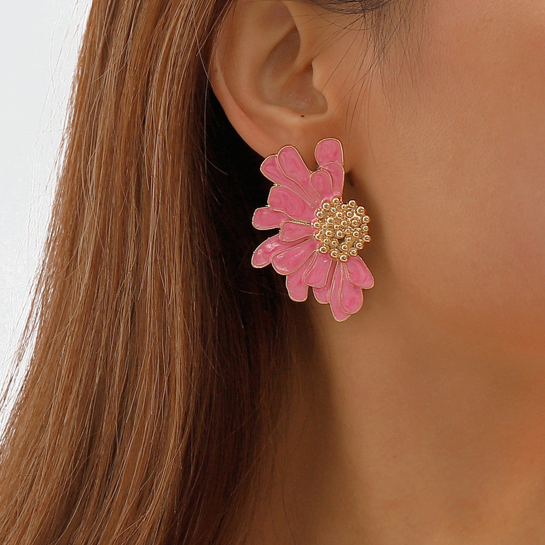 women's retro alloy flower stud earrings