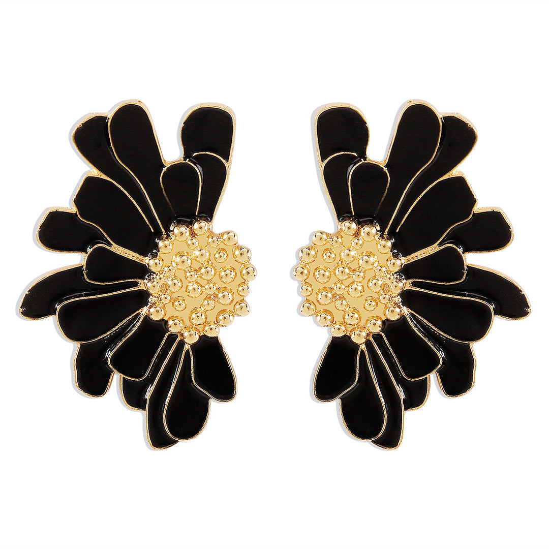 women's retro alloy flower stud earrings