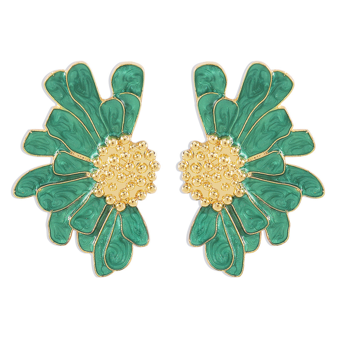 women's retro alloy flower stud earrings