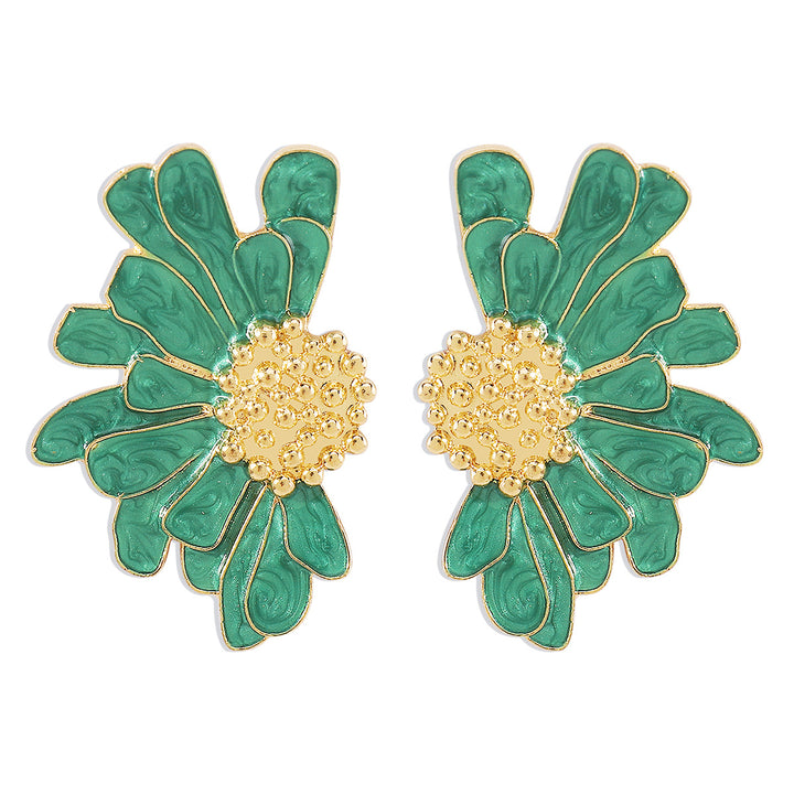 women's retro alloy flower stud earrings