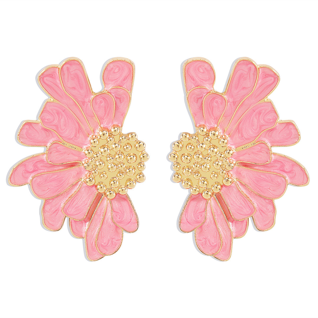 women's retro alloy flower stud earrings