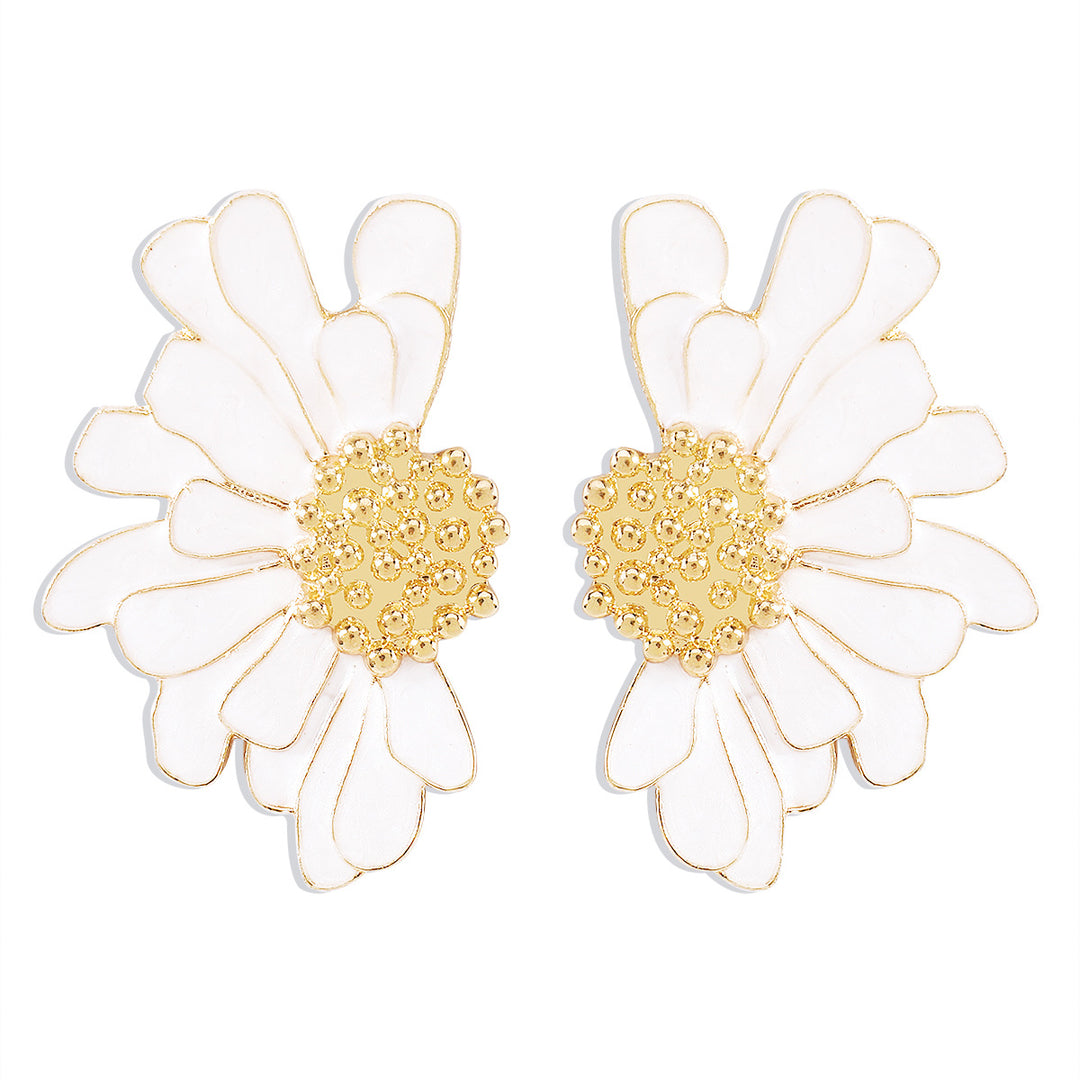 women's retro alloy flower stud earrings