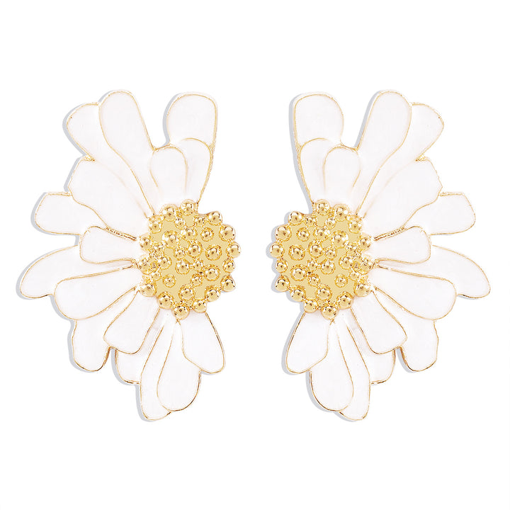 women's retro alloy flower stud earrings