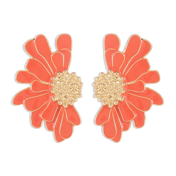 women's retro alloy flower stud earrings