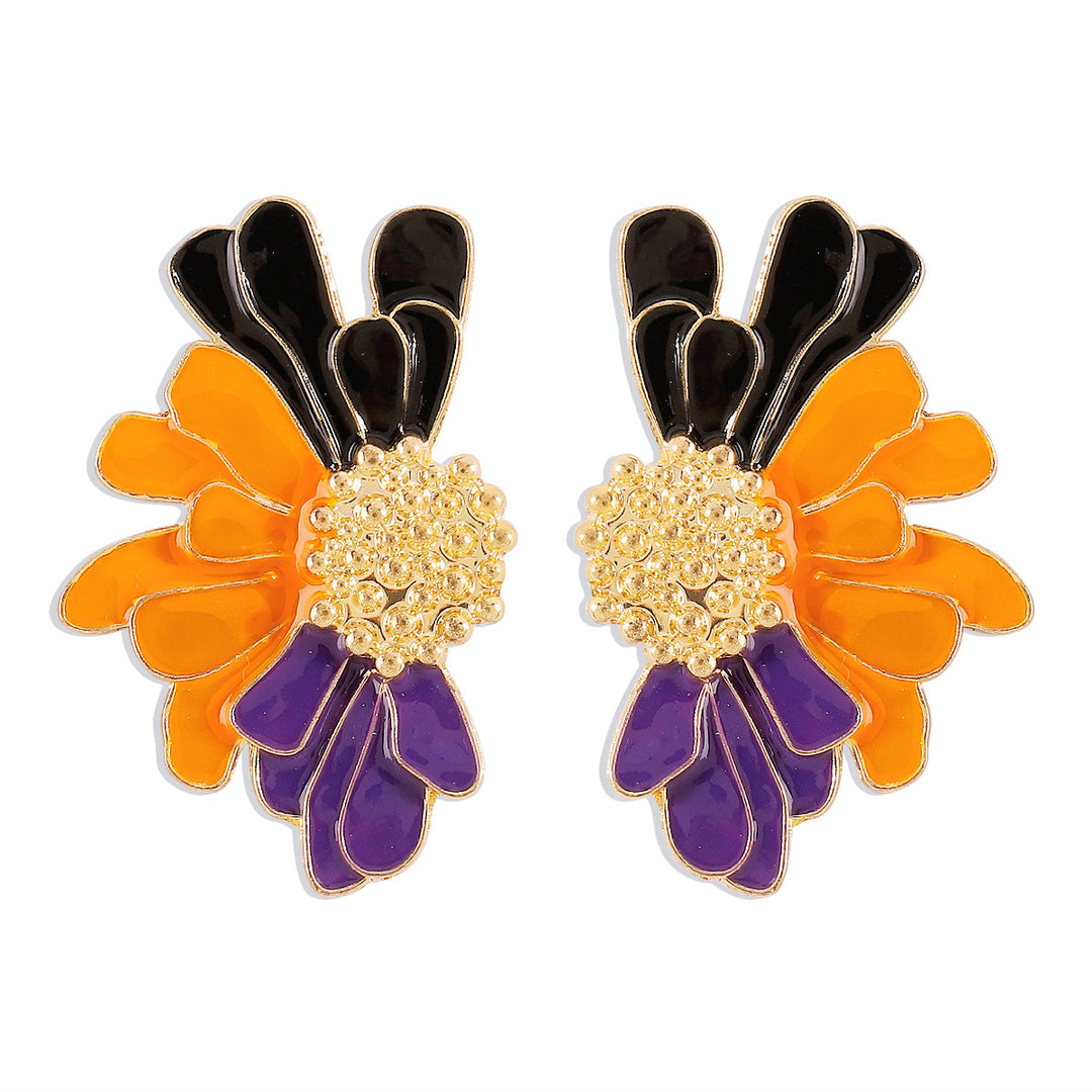 women's retro alloy flower stud earrings