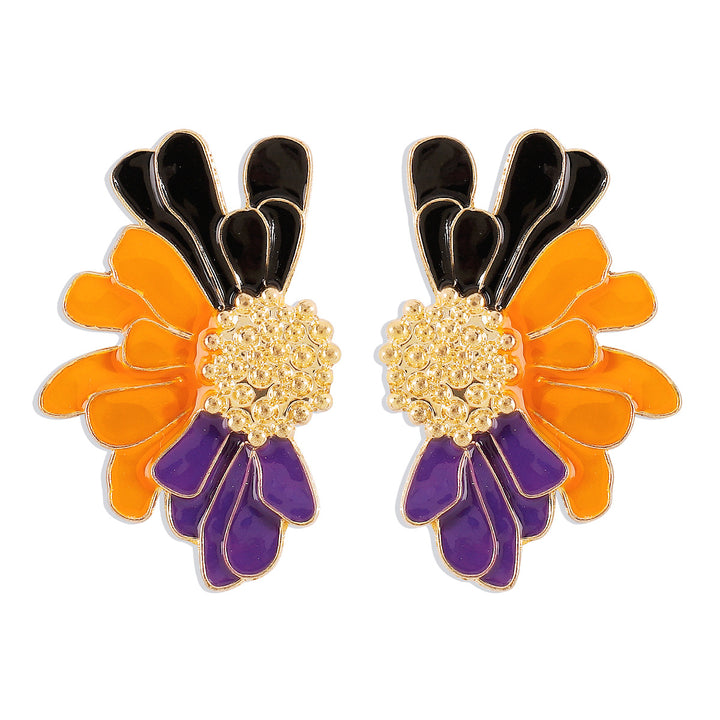 women's retro alloy flower stud earrings