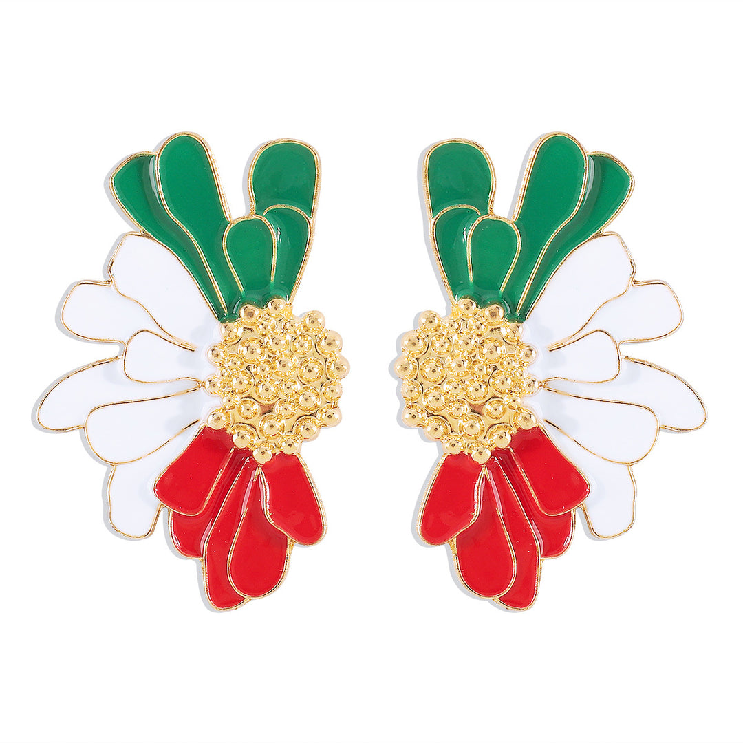 women's retro alloy flower stud earrings