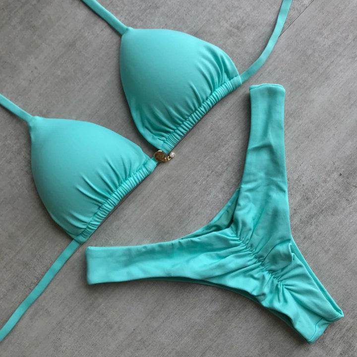 Solid Color Sling Two-piece Swimsuit