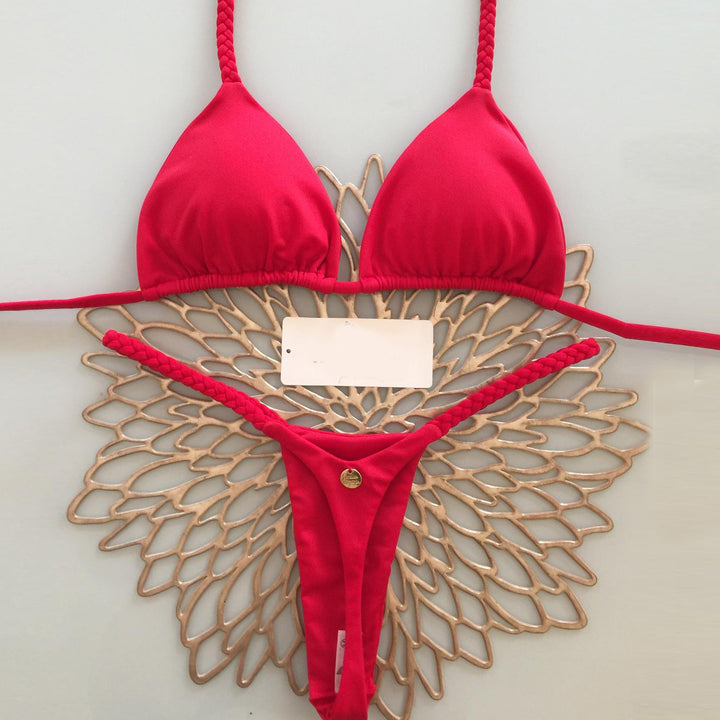 Fashion solid color split bikini