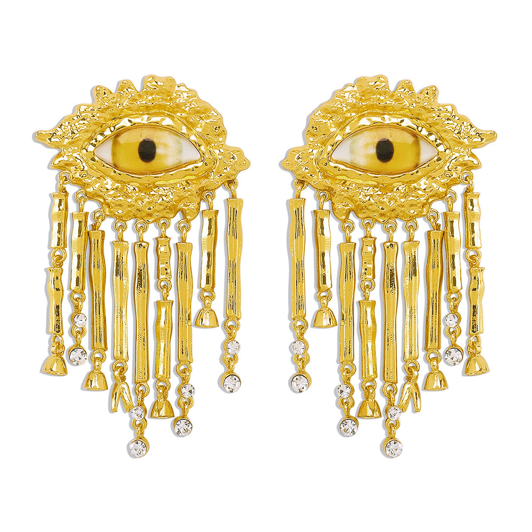 Medieval Exaggerated Devil's Eye Tassel Earrings