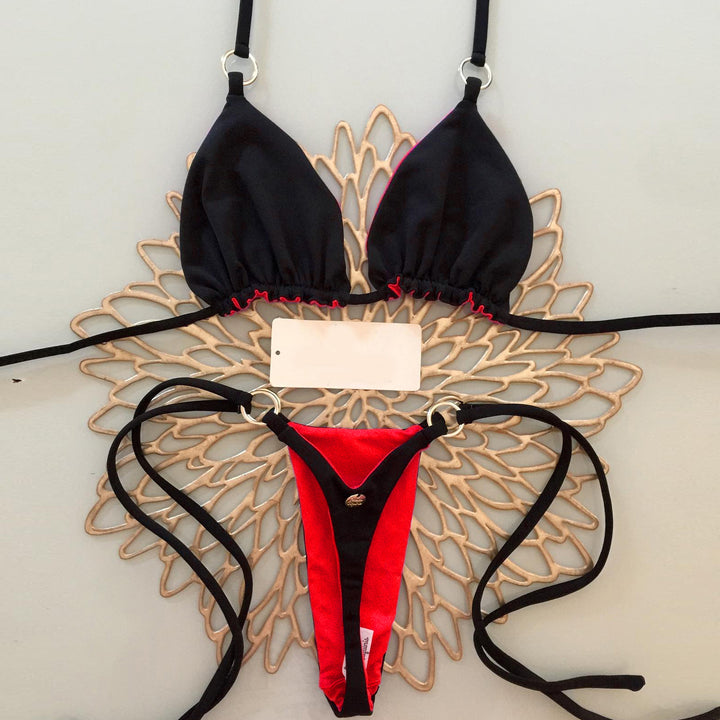 Fashion contrasting sexy split bikini