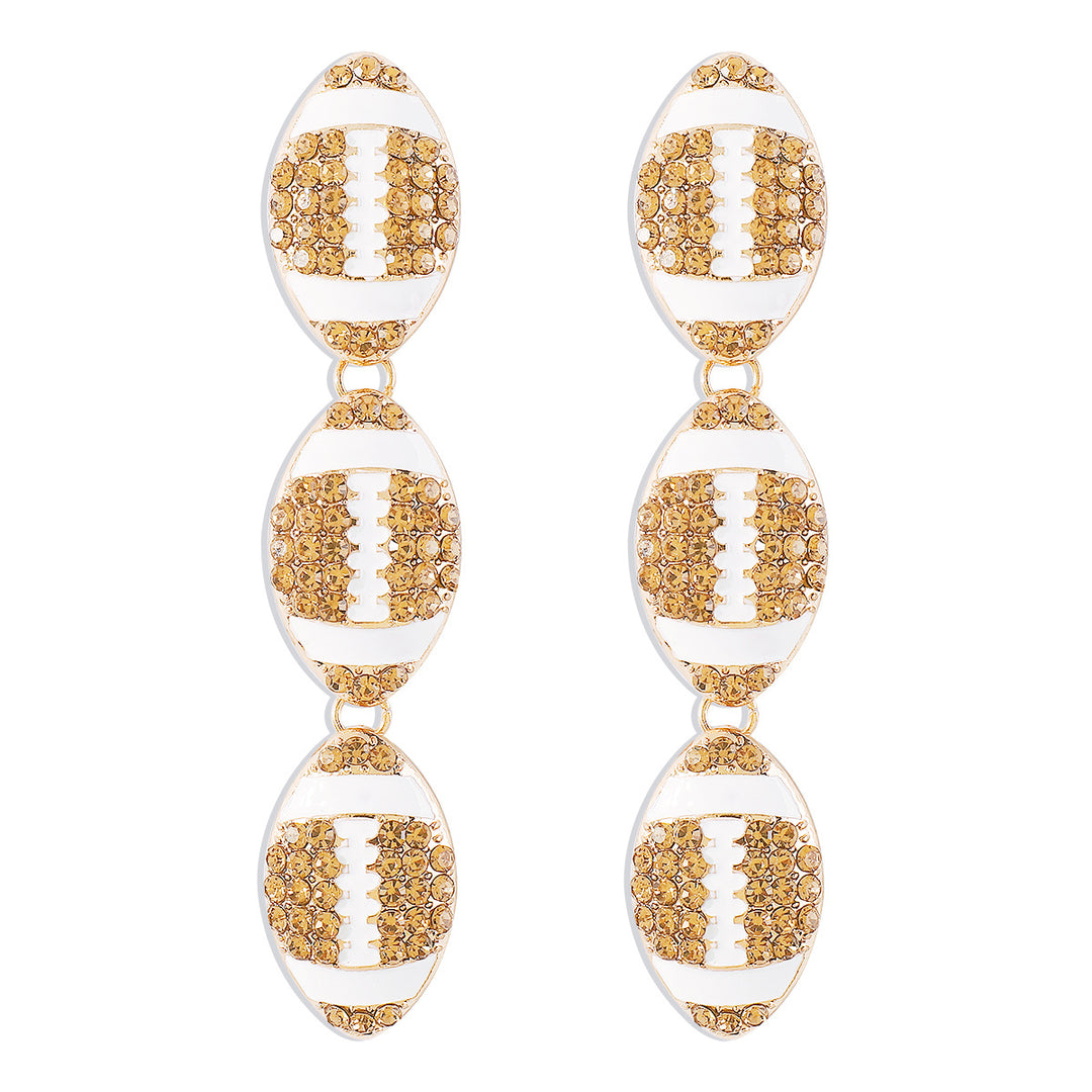 Fashionable sports football basketball rugby baseball diamond earrings