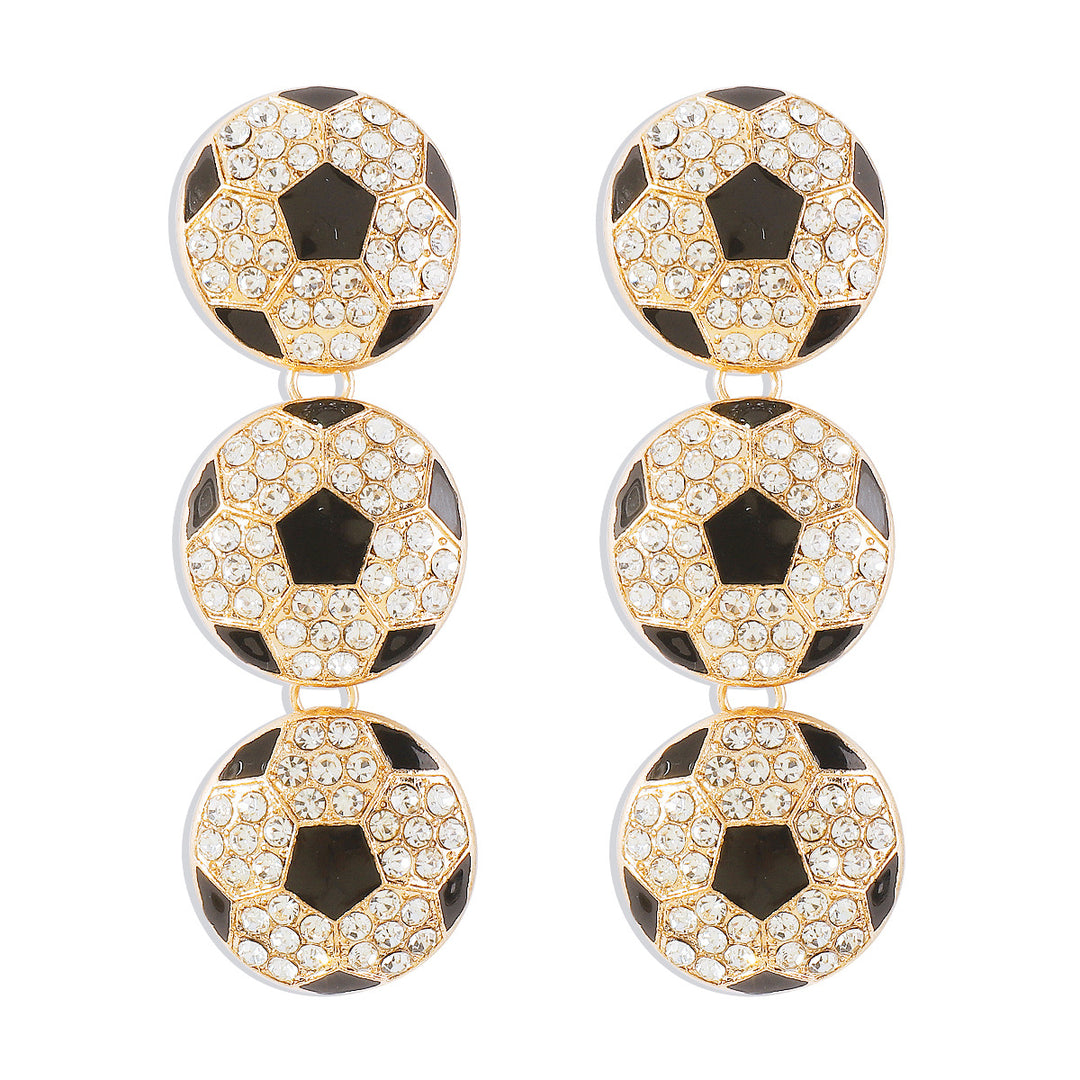 Fashionable sports football basketball rugby baseball diamond earrings