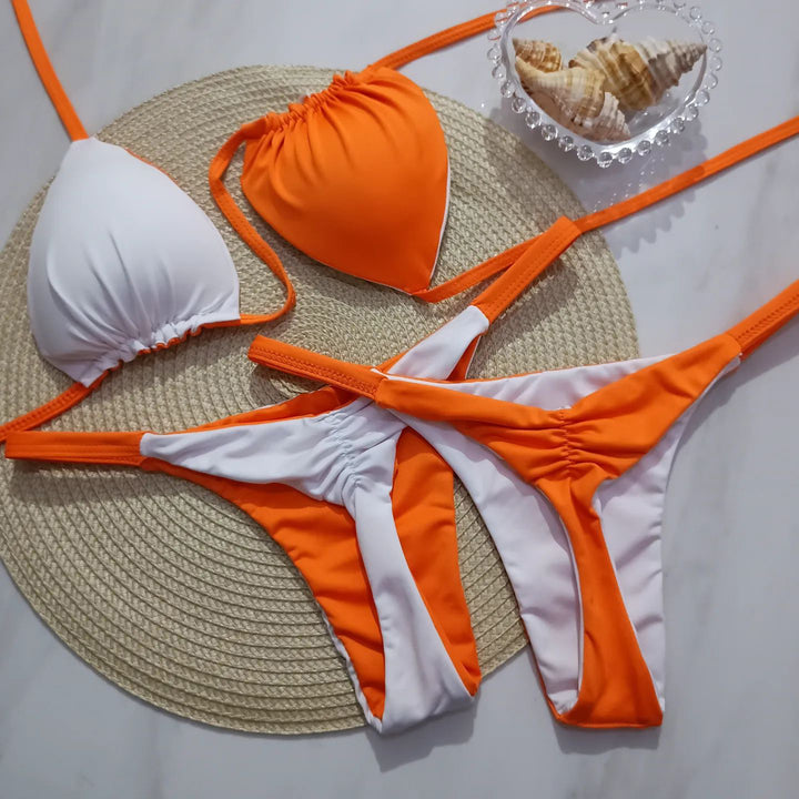 Stylish holiday style contrast bikini