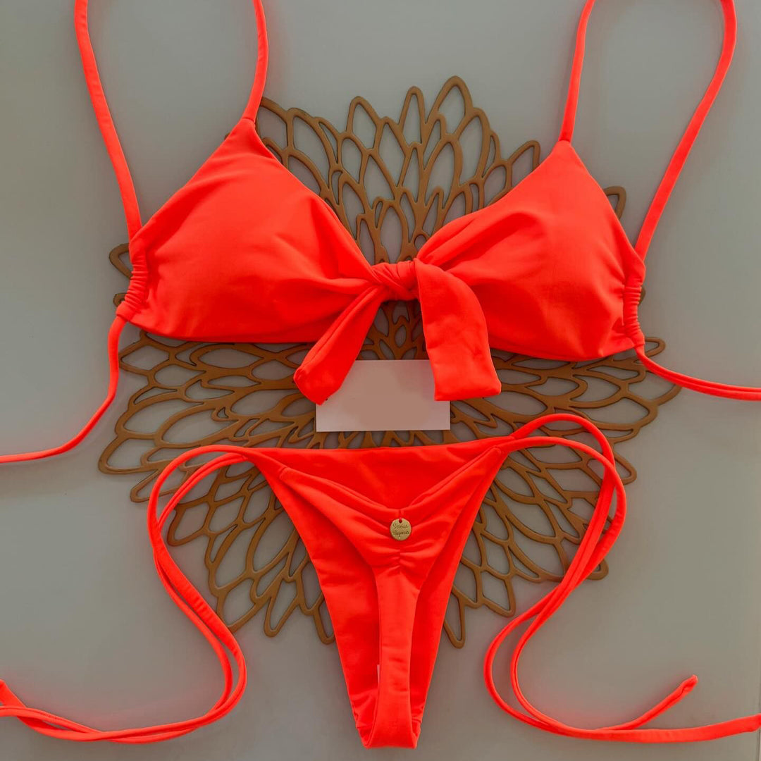 Fashion solid color two-piece bikini