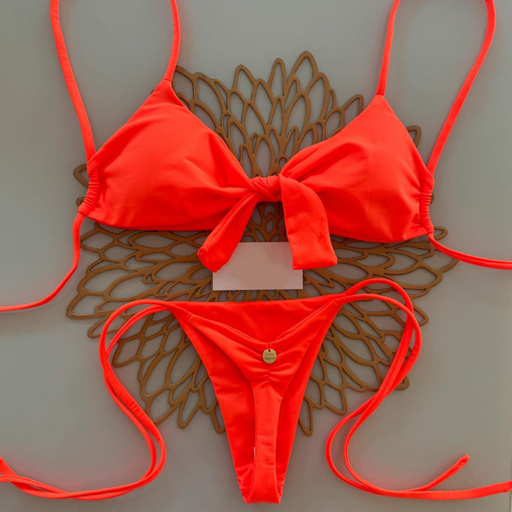 Fashion solid color two-piece bikini