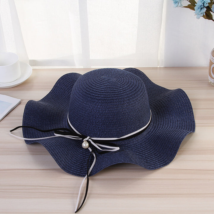 Creative wavy hat women's sun protection hat pearl accessories hat