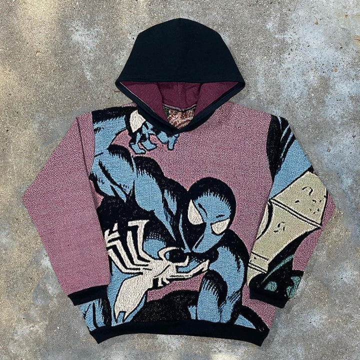 Symbiote Print Long Sleeve Tapestry Hoodies