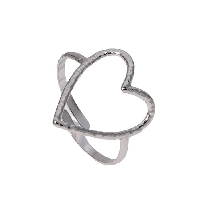 Simple Hollow Heart Titanium Steel Ring For Women