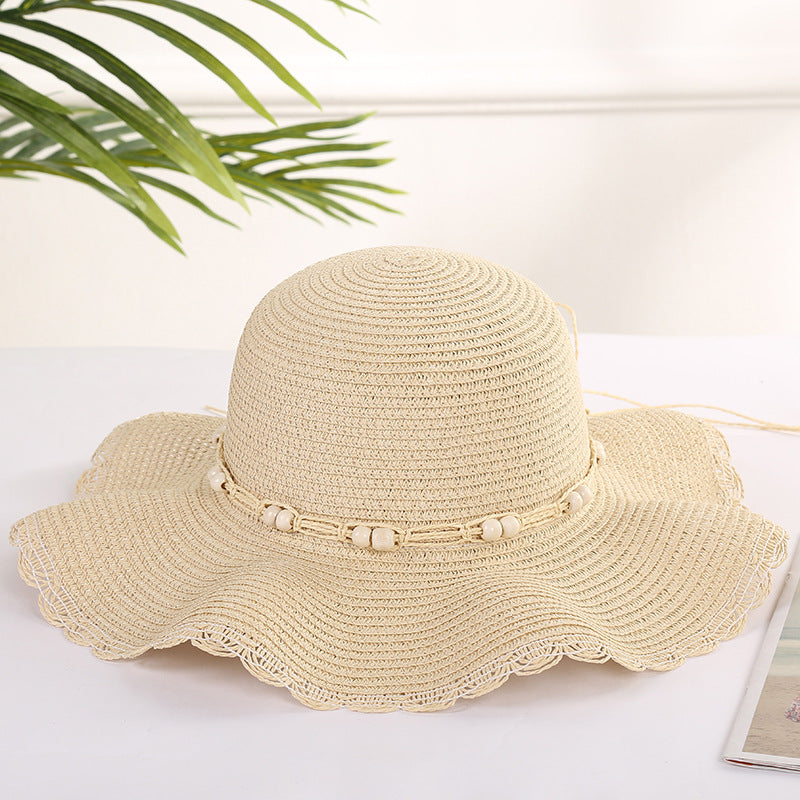 Large brim wavy edge sun hat beach sand sun hat