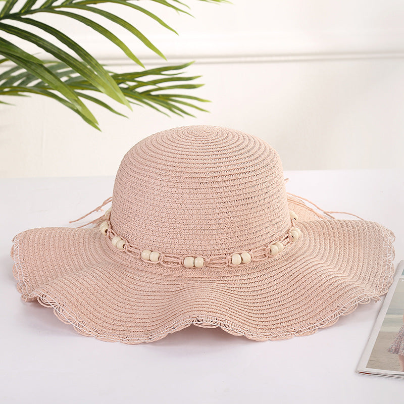 Large brim wavy edge sun hat beach sand sun hat