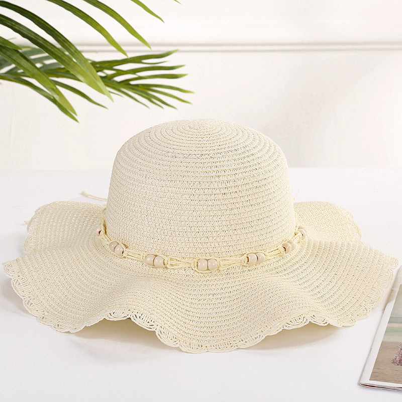 Large brim wavy edge sun hat beach sand sun hat