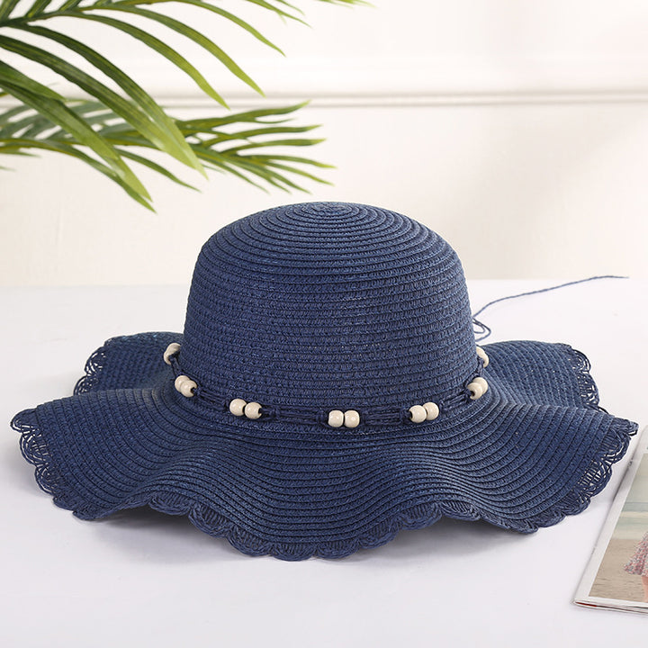 Large brim wavy edge sun hat beach sand sun hat