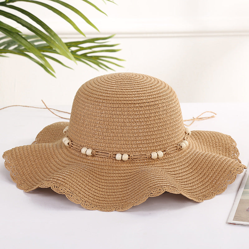 Large brim wavy edge sun hat beach sand sun hat