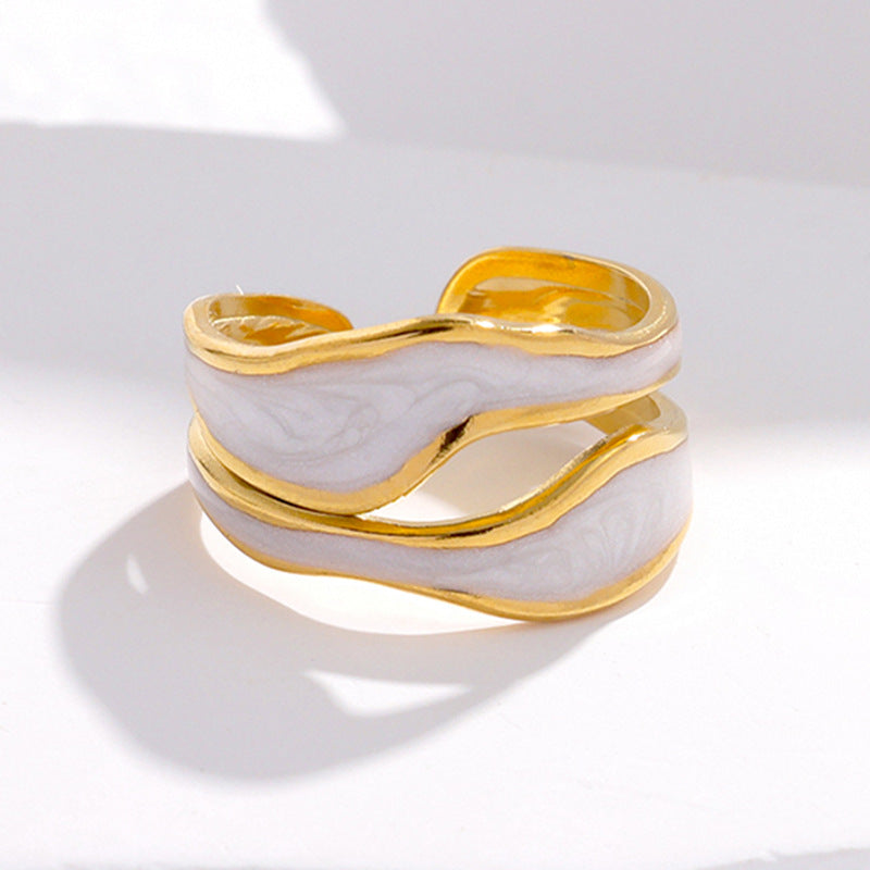 High-end light luxury 18K gold-plated open index finger ring