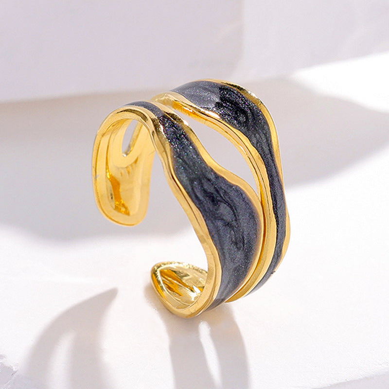 High-end light luxury 18K gold-plated open index finger ring