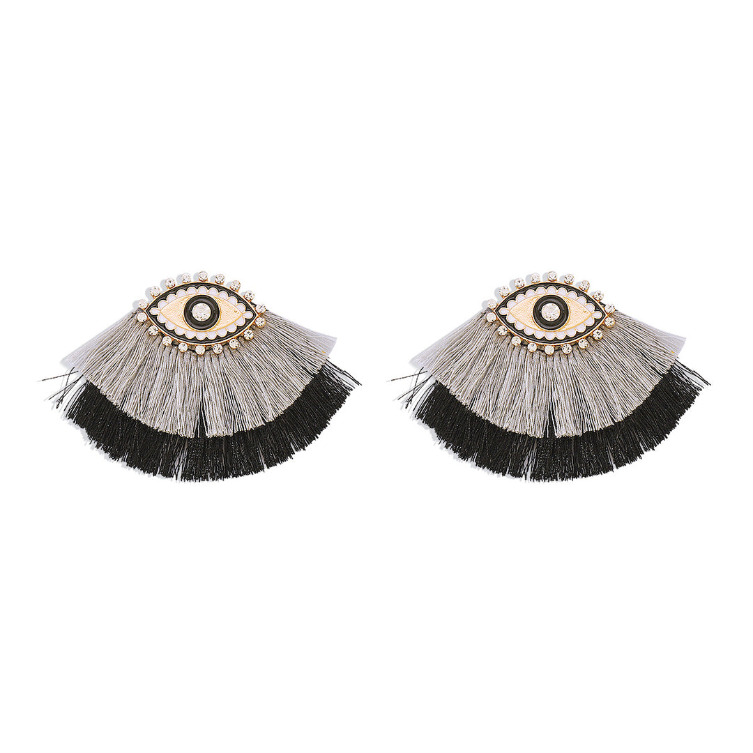 Oil dripping rhinestone devil's eye ethnic style earrings for women