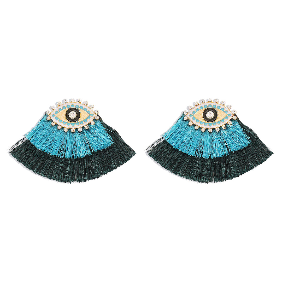 Oil dripping rhinestone devil's eye ethnic style earrings for women