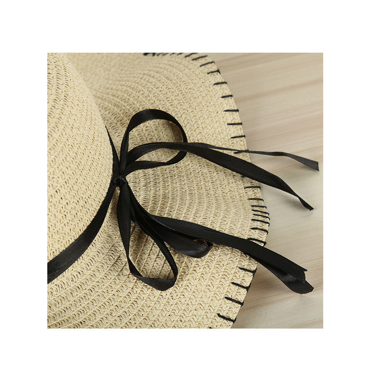 Temperament Pearl Woven Straw Hat Outdoor Travel Hat