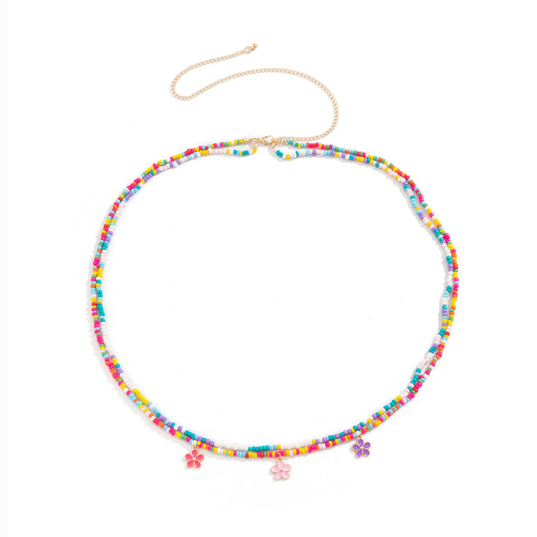 Beach holiday style colorful flower bead waist chain for women