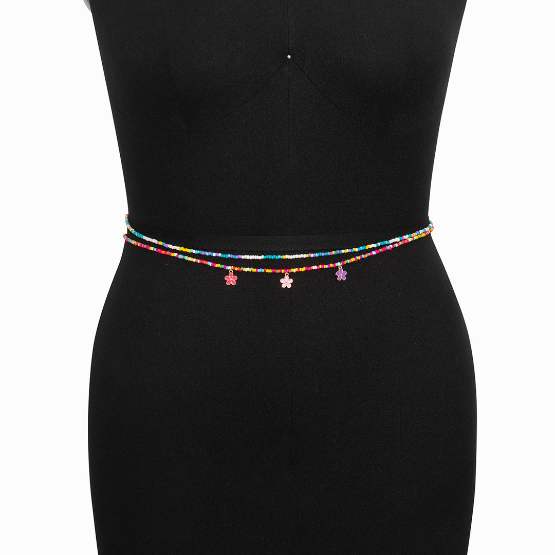 Beach holiday style colorful flower bead waist chain for women