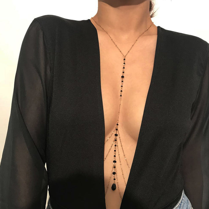 women's personalized simple tassel body chain