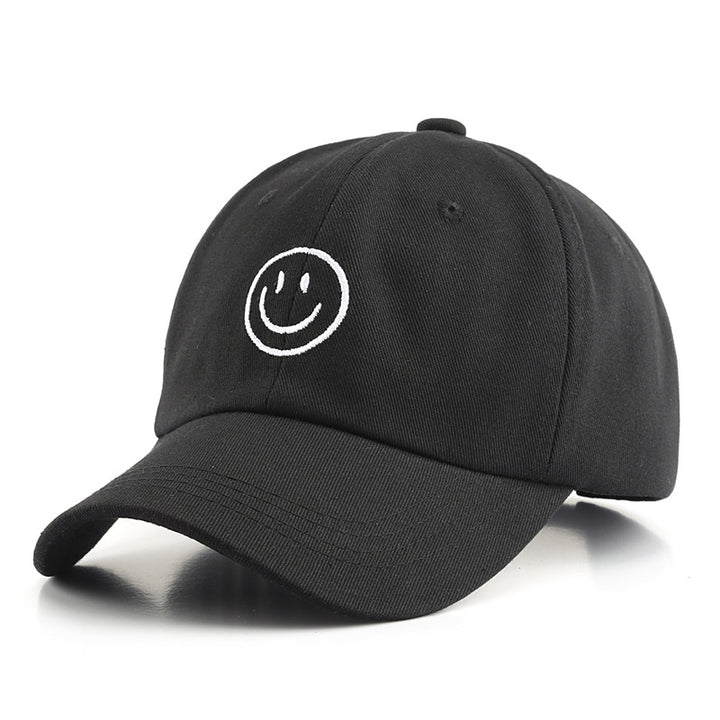 Smiley women soft top embroidery caps Korean casual hip-hop couple hats men's curved brim hats