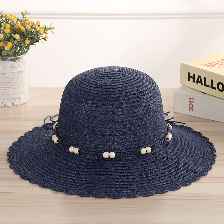 Outdoor Sunscreen Hat Sun Hat Beaded Lace Straw Hat Cool Hat